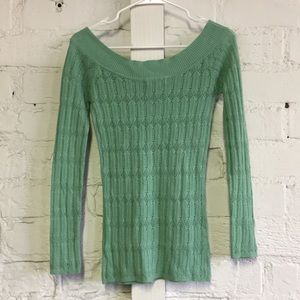 Mint Green Fitted Scoop Neck Knit Sweater